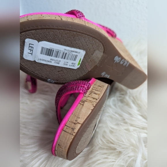 Jessica Simpson Cork Wedge Hot Pink Heels - Picture 12 of 13